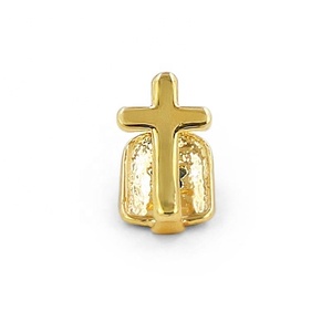 Boule d'Halloween Prothèse décorative <span class=keywords><strong>en</strong></span> laiton plaqué <span class=keywords><strong>or</strong></span> véritable Croix unique Hip Hop Grillz - Product Image 1