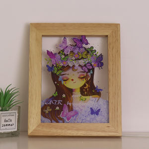 Vente en gros 3D fleur fée <span class=keywords><strong>fille</strong></span> acrylique LED cadre photo en bois veilleuse prise USB pour la décoration de la maison - Product Image 2