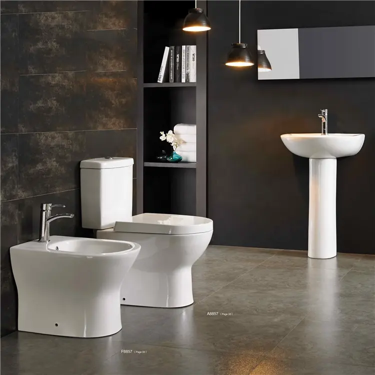 Bộ Dụng Cụ Vệ Sinh Hiện Đại Wc Bệ Bồn Rửa Phòng Tắm Bồn Rửa Treo Tường Bộ Bồn Cầu Vệ Sinh Hai Mảnh Bồn Cầu