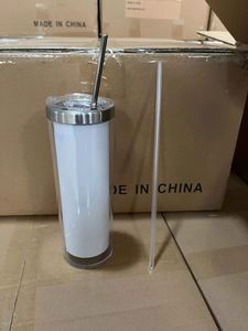 Vasos de Acero Inoxidable Blancos de 20 oz para Sublimación, con Purpurina, Estilo Bola de Nieve, Preparados Parcialmente, con Tapas Deslizantes - Product Image 2