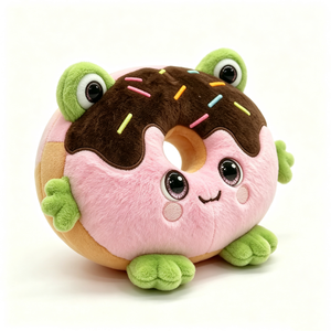 Peluche Grenouille Donut Personnalisée, Peluche Alimentaire en Forme de Donut, Animal en Peluche Thème Alimentaire, Remplissage Coton PP, Décoration d'Halloween pour Bébés 0-24 Mois - Product Image 2