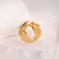 Bague élégante multi-couches plaquée or, motif géométrique torsadé creux, pour hommes et femmes, bijoux de mode en gros