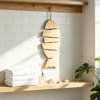 Décoration murale en bois en forme de poisson à suspendre avec corde pour salon, chambre, entrée, décoration de maison de style côtier