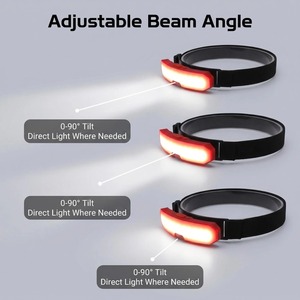 Lampe frontale <span class=keywords><strong>LED</strong></span> rechargeable USB étanche IP65 à lumière rouge, faisceau large 230°, pour la course, la randonnée et le camping - Product Image 4