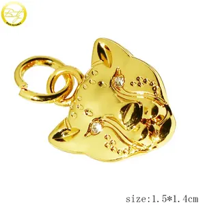 Metal Pendant Custom Made Lion Logo Embossed Metal Pendant Zinc Alloy Designer Gold Metal Hang Charms For Diy Bracelet