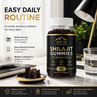 Gummies de Shilajit : Complément Alimentaire Pur de l'Himalaya pour Adultes, Améliore l'Immunité, 60 unités, Marque Privée, OEM, ODM, Fournisseur en Bouteilles