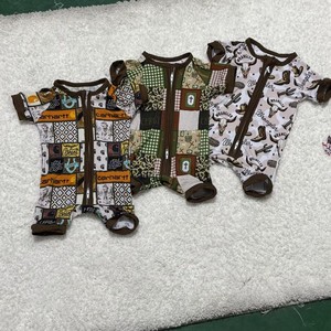 Grosir pakaian bayi uniseks Musim Panas Bodysuit bayi bambu kustom piyama Zippy celana pendek bambu bayi - Product Image 1