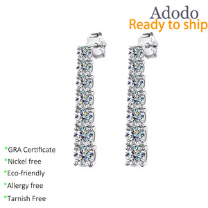 Pendientes <span class=keywords><strong>de</strong></span> tuerca con moissanita <span class=keywords><strong>de</strong></span> línea <span class=keywords><strong>recta</strong></span> certificados por GRA, <span class=keywords><strong>de</strong></span> plata <span class=keywords><strong>de</strong></span> ley 925, aprobados en prueba <span class=keywords><strong>de</strong></span> diamante, joyería elegante y lujosa para mujer - Product Image 1