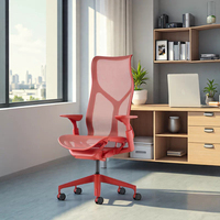 Chaise de bureau ergonomique moderne Cosm à dossier haut en maille, avec soutien lombaire réglable, accoudoirs réglables et base en nylon pour la maison, le bureau et le gaming