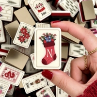 Prêt à expédier : Jeu de Mahjong de Noël 160 pièces en acrylique avec design portable – Cadeau festif pour le divertissement à domicile