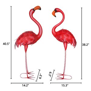Statues et sculptures de flamants roses pour jardin, oiseaux en métal pour l'extérieur, art de jardin pour la maison, patio, pelouse, bassin, <span class=keywords><strong>parterre</strong></span> de fleurs - Product Image 6