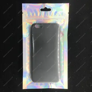 Kunden spezifischer Druck Kunststoff Mylar klar transparent Reiß verschluss Handy hülle Zelle mobile Verpackungs tasche mit Griff