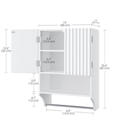 Armoire murale cannelée à 3 niveaux avec porte-serviettes, petite armoire à pharmacie suspendue à 2 portes avec étagère réglable