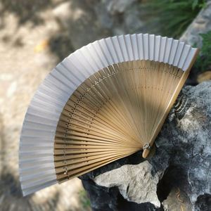 Top Quality Vintage Wedding Fan White Luxury Silk Foldable <b>Bamboo</b> Hand Fan for Wedding Party Decoration - Product Image 3