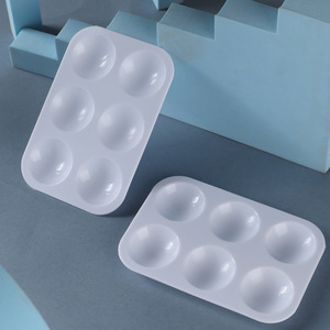 Белые пластиковые 6-сетчатые прямоугольные палитры для рисования гуашью - Product Image 2