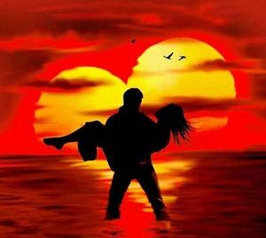 Chenistory DZDP980 Kit Pittura Diamante Fai da Te, Quadro Astratto Amanti nel <span class=keywords><strong>Mare</strong></span> su <span class=keywords><strong>Tela</strong></span>, Pittura Diamante a Olio a Pelo Corto - Product Image 1