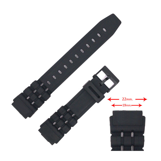 W-87H W-88H Compatible Resin Sports Watch Strap for W731 Model Watches Black 19mm Band Width