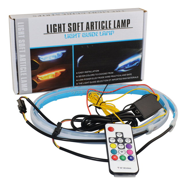12V 30CM 45CM 60CM Switchback 7colors Car Led DRL Turn signal Flexible Strip Light Remote RGB LED DRL Strip Light