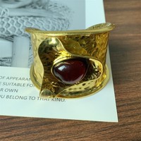 Brazalete de Aleación de Metal Dorado de Moda con Piedras Coloridas, Geométrico e Irregular, Joyería para Mujer