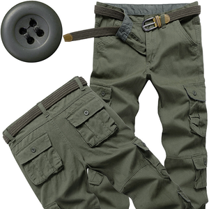 Pantalon cargo en coton pour homme, taille <span class=keywords><strong>plus</strong></span>, décontracté, multi-poches, camouflage, extérieur, avec devant plat, taille moyenne, fermeture éclair - Product Image 3