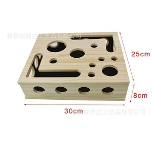 กล่องของเล่นแมวไม้แบบเขาวงกต มีรูสำหรับเล่นเองและข่วนสนุก - Product Image 4