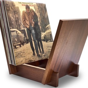 Support de disques en bois massif, rangement de bureau pour vinyles, CD et livres, organisateur de présentation à 1 niveau - Product Image 1