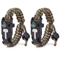 Bracelet de survie réglable pour homme et femme, cordon en nylon de 3,6 m avec allume-feu en silex pour le camping, fabriqué en Chine