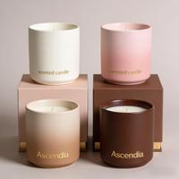 Vente en gros de bougies parfumées rondes de luxe faites à la main, boîte cadeau, cire de soja naturelle, aromathérapie, Noël et Nouvel An, logo personnalisé OEM