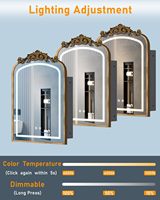 Miroir de salle de bain LED 20x30 avec éclairage intégré, bronze peint à la main, style baroque, avec rangement, encastré/mural, à intensité variable