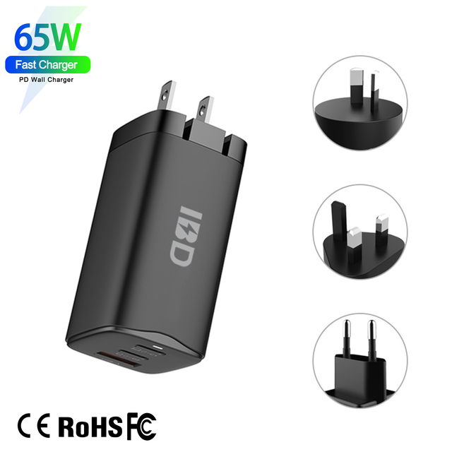 65W Gan Tech Laptop PD 3.0 Travel Mobile Phone USB C Mobile Phone Charger Type C Fast Portable Charger for Macbook
