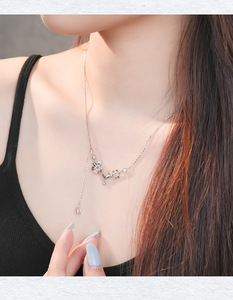 Collar con Colgante de Flor Lunar, Plata de Ley 925, Bañado en Rodio, Cristal y Diamantes de Imitación, Cadena de Serpiente, para Uso Diario Romántico para Mujer - Product Image 4