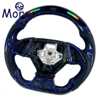 Volant personnalisé en fibre de carbone forgée bleue avec LED pour Chevrolet Camaro SS RS LT1 ZL1 1LE Corvette C7 ZR1 Z06 Z07 Coupé