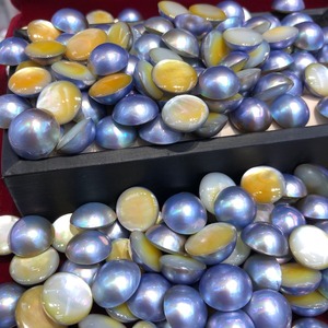 AA Belle Mabe <span class=keywords><strong>Perle</strong></span> <span class=keywords><strong>Perle</strong></span> Bijoux 12-18mm Argent Bleu Semi Rond Mabe Perles pour Bagues et Boucles d'Oreilles Fabrication - Product Image 5