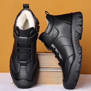Botas de Nieve para Hombre, Botines de Cuero Genuino con Forro de Felpa, Suela de Goma Antideslizante, Cálidas para Invierno, Punta Redonda - Product Image 4