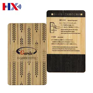 Cartão RFID de madeira com impressão personalizada preço de fábrica, cartão inteligente para controle de acesso de hotéis