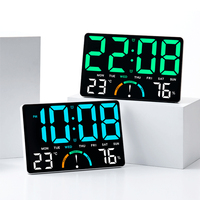 Horloge de table intelligente personnalisée 9,8 pouces avec certification CE et ROHS, horloge numérique à grand écran, affichage de la température et de l'humidité, horloge murale LED
