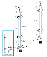 Poteau d'angle moderne en acier inoxydable 316 le plus vendu pour balustrade en verre, fixation au sol, pour escalier, balcon, extérieur, jardin