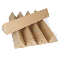 Vente en gros de tubes postaux triangulaires en papier brun kraft ondulé Boîte postale pour boîtes d'emballage de fleurs parapluie