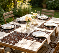 Napperons de table décoratifs transparents noirs à motifs floraux en PVC, imperméables, résistants à l'huile, écologiques et antidérapants pour la cuisine