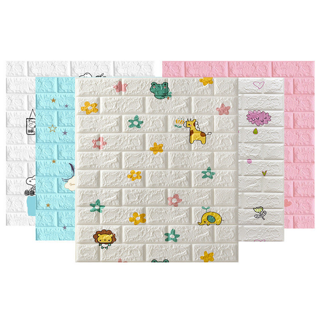 3D Floral Wallpaper 3D Wall Sticker Waterproof Moisture-proof Foam Background Wall Decoration for Children's Room Fireproof