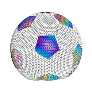 Tùy chỉnh kích thước 4 5 PU Holographic sáng LED bóng đá quả Bóng phát sáng bóng đá màu xanh lá cây ánh sáng lên quả bóng