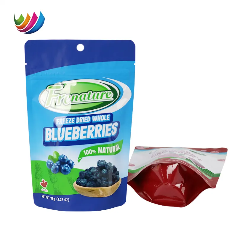 कस्टम मुद्रित biodegradable 36g 72g 100g नारियल कुरकुरा खाद्य ग्रेड पैकेजिंग जिपर बैग फ्रीज सूखे फल नाश्ता पैकेजिंग बैग