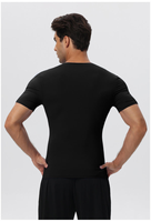 Chemises de sport à col en V pour hommes, 100% coton, haute élasticité, séchage rapide, évacuation de l'humidité, athlétiques, running, unies, 180 grammes