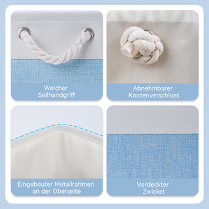 Collapsible Fabric <b>Storage</b> Baskets 2 Sizes Linen Organizer Bins with Rope Handles for Home & Closet - Product Image 3