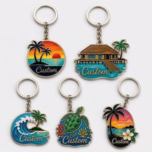 Porte-clés en alliage de zinc de haute qualité, sur mesure, style île tropicale, souvenir de voyage aux Maldives - Product Image 1