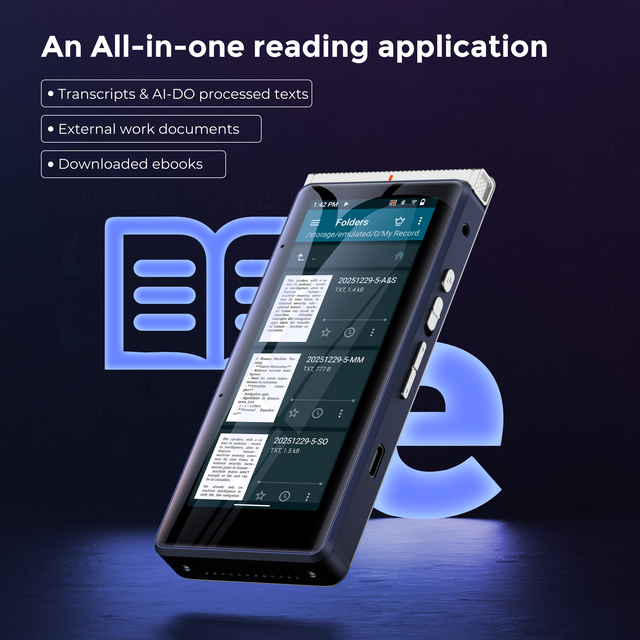 R2 AI Interview Recorder 4 Inch 4+64GB Android 12 WiFi Offline Transcription Translation Device with Cloud Storage WAV