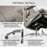 Fauteuil de bureau moderne en cuir, électrique, réglable, avec fonction massage, pour le bureau et la maison