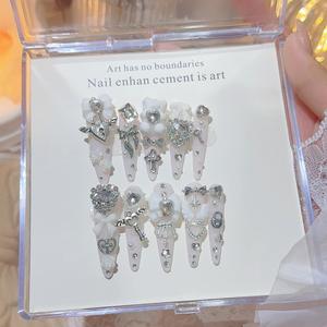 Nouveau produit lancé - <span class=keywords><strong>Série</strong></span> de couleurs rose et noir, chaîne douce et cool pour les filles cool européennes et américaines, ongles portables faits à la main - Product Image 5