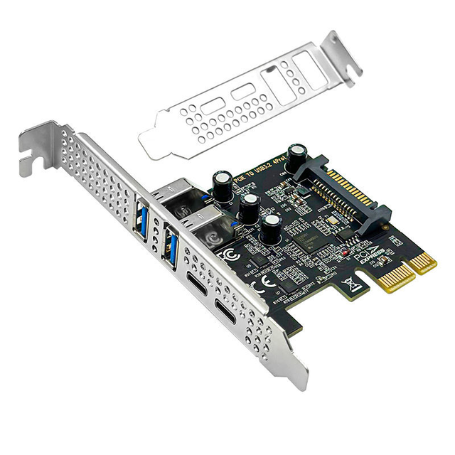 PCIe USB 3.0 Type-C Expansion Card, 4 Ports D720201 Chip, 5Gbps High Speed USB Hub Adapter with SATA Power for Desktop PC