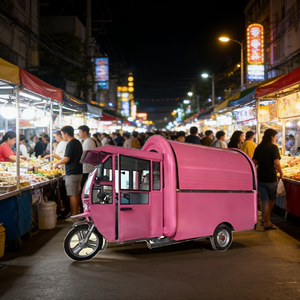 Customization Aluminum Food Bike 3 Wheels Coffee Cart Pretzel Eatery Small Catering Trailers GPS Tracking Rust - Product Image 3